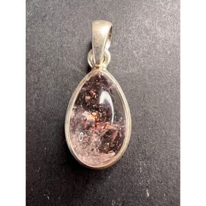 NEW Lepidocrocite quartz super 7 teardrop sterling silver pendant 3.46 grams